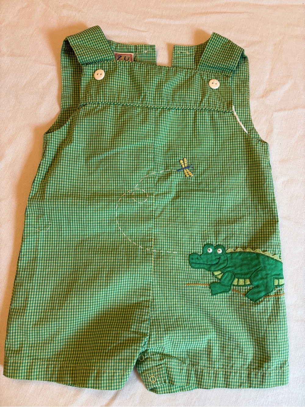 Green Gingham Crocodile John John